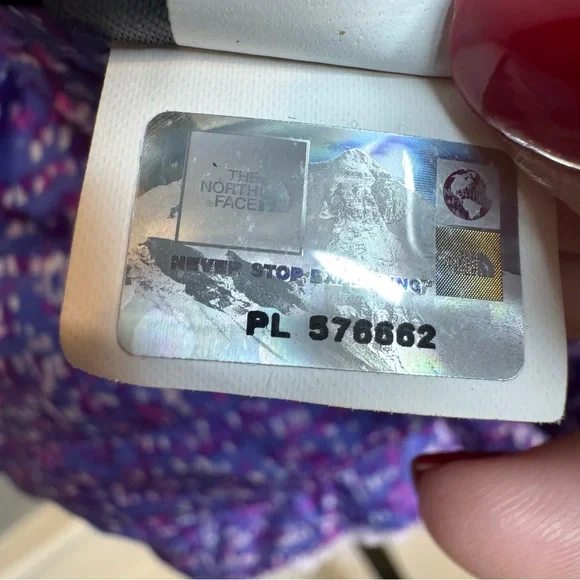 The North Face Girls Reversible Jacket Purple Puffer Fleece Coat Size L (14/16) - Picture 9 of 16